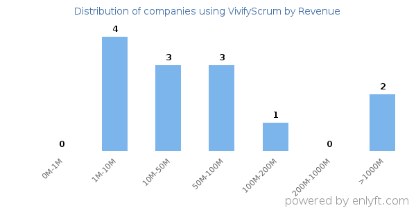 VivifyScrum clients - distribution by company revenue