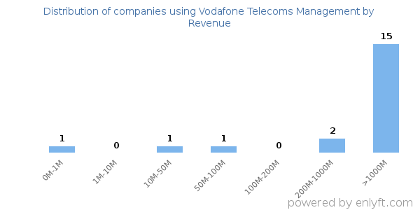 Vodafone Telecoms Management clients - distribution by company revenue