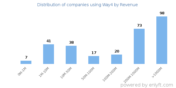 Way4 clients - distribution by company revenue
