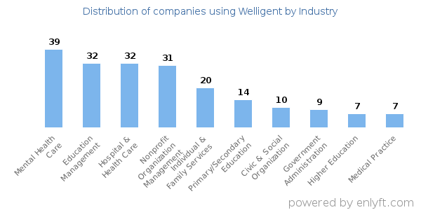 Companies using Welligent - Distribution by industry