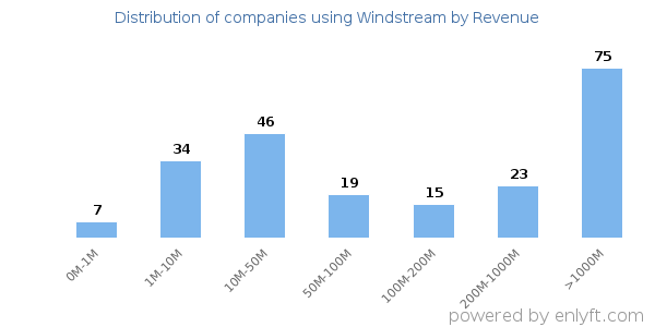 Windstream clients - distribution by company revenue