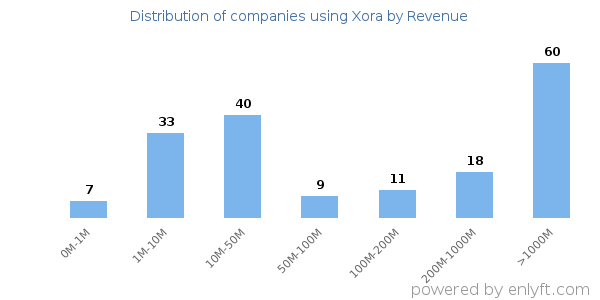 Xora clients - distribution by company revenue