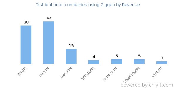 Ziggeo clients - distribution by company revenue